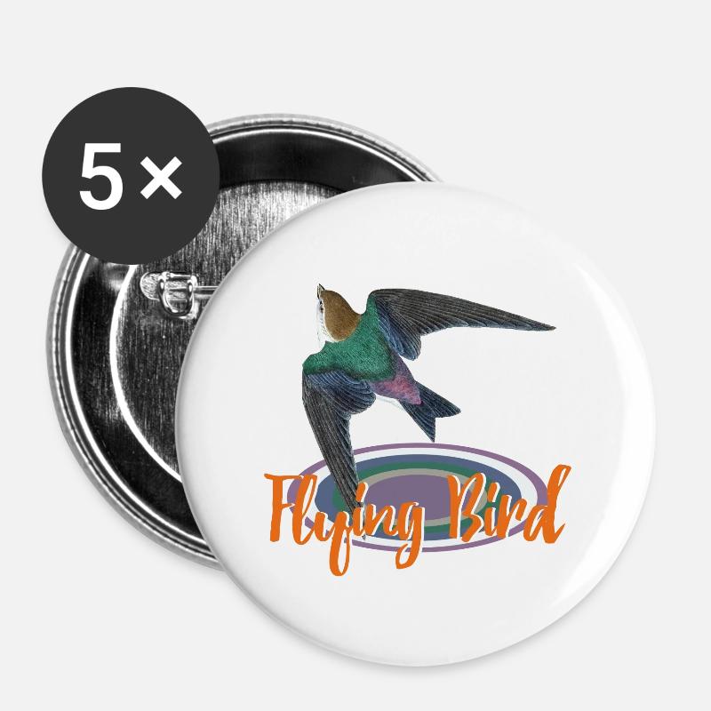 flying bird - Buttons large 2.2''/56 mm (5-pack) - white