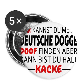 Deutsche Dogge Hunde Shirt Geschenk - Buttons groß 56 mm (5er Pack) - Weiß - Vorne