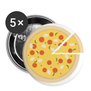 Pizza T-Shirts - Buttons groß 56 mm (5er Pack) - Weiß - Vorne