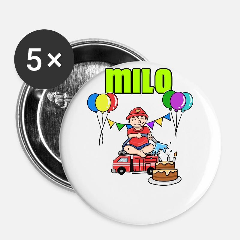Firefighters Milo Gift - Buttons large 2.2''/56 mm (5-pack) - white