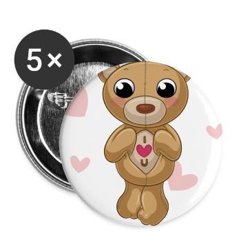 Cute cartoon teddy bear - Buttons large 2.2''/56 mm (5-pack) - white - Front