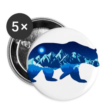 Bear at night in front of mountains in the forest - Buttons large 2.2''/56 mm (5-pack) - white - Front