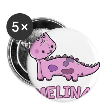enfant drôle de dinosaure d'anniversaire cadeau Melina - Lot de 5 grands badges (56 mm) - blanc - Devant