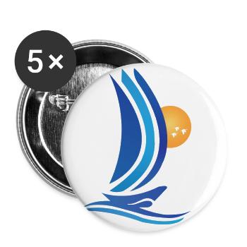 Segeln Segelboot Segelschiff Meer - Buttons groß 56 mm (5er Pack) - Weiß - Vorne