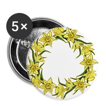 Valentine's Day Easter Birthday Wedding Daffodils - Buttons large 2.2''/56 mm (5-pack) - white - Front