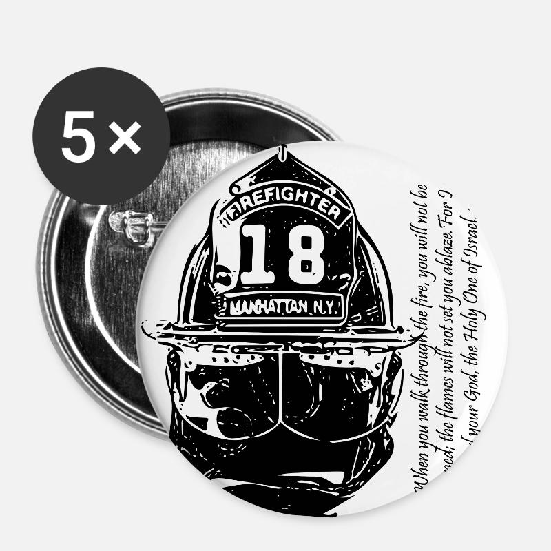 Firefighter usa - Buttons large 2.2''/56 mm (5-pack) - white