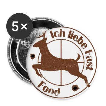 Jagen: Ich liebe Fast Food - Buttons groß 56 mm (5er Pack) - Weiß - Vorne