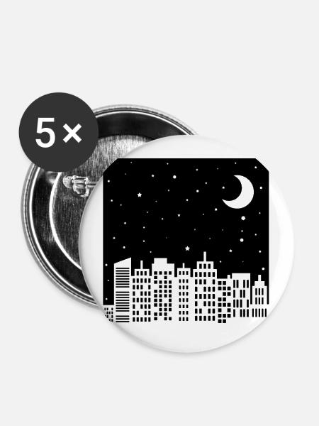 Nachthimmel Skyline - Buttons groß 56 mm (5er Pack) - Weiß