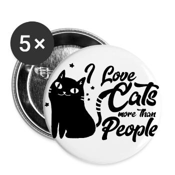 cat shirt katzenliebhaber geschenk katzenfreund - Buttons groß 56 mm (5er Pack) - Weiß - Vorne