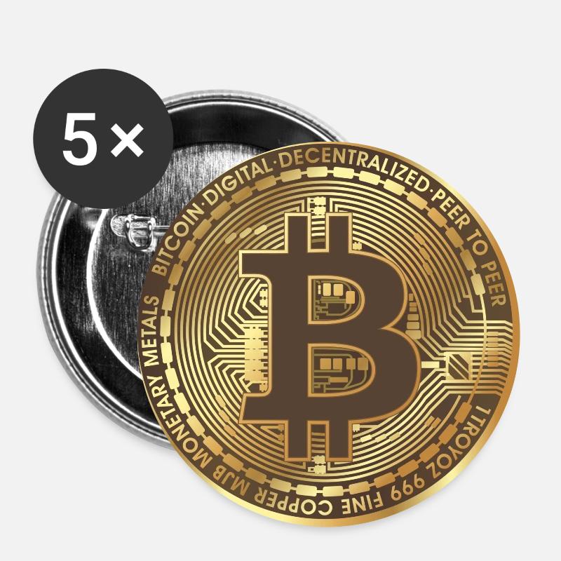 Bitcoin - Buttons large 2.2''/56 mm (5-pack) - white
