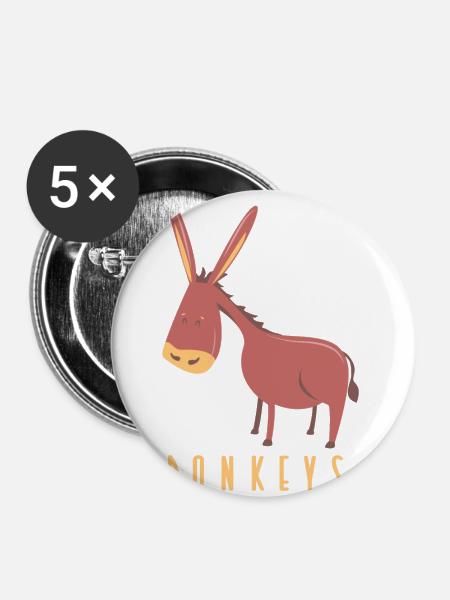 I just freaking love donkeys Lustiges Geschenk - Buttons groß 56 mm (5er Pack) - Weiß