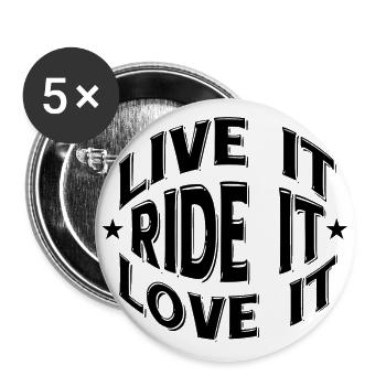 Rider Shirt Live it Ride it Love it - Buttons groß 56 mm (5er Pack) - Weiß - Vorne