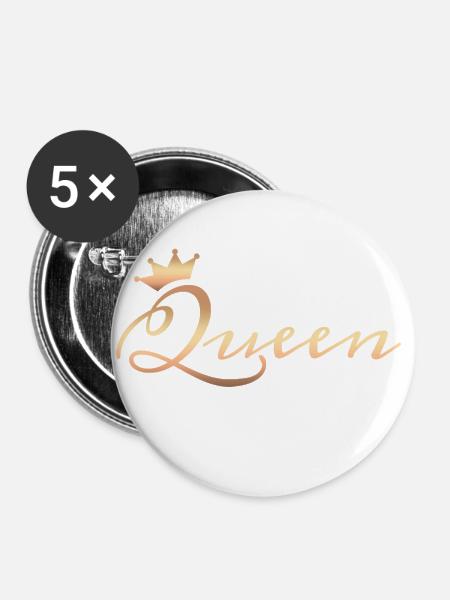 Königin Queen - Buttons groß 56 mm (5er Pack) - Weiß
