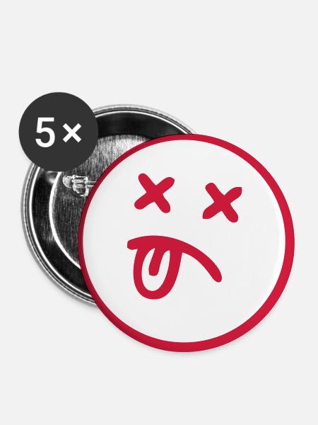 Smiley - SMILE - Buttons groß 56 mm (5er Pack) - Weiß