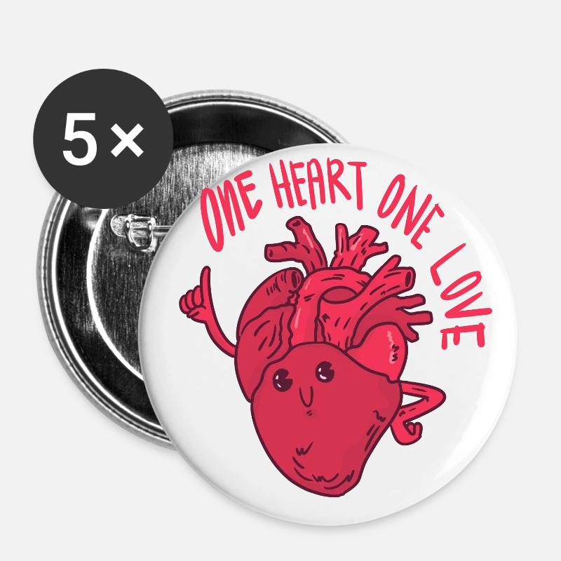 A heart a love - Buttons large 2.2''/56 mm (5-pack) - white