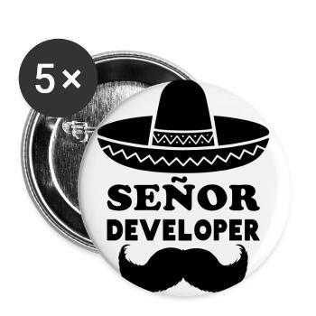 Señor Developer für Programmier & Senior Developer - Buttons groß 56 mm (5er Pack) - Weiß - Vorne