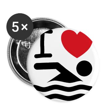 I love swim saying gift idea - Buttons large 2.2''/56 mm (5-pack) - white - Front
