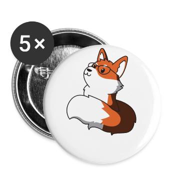 Fox nerd gift glasses animal cunning smart - Buttons large 2.2''/56 mm (5-pack) - white - Front