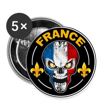 France skull - Lot de 5 grands badges (56 mm) - blanc - Devant