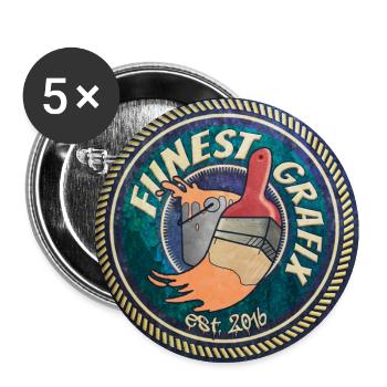 Fiinest Grafix - Retro Brush - Buttons groß 56 mm (5er Pack) - Weiß - Vorne