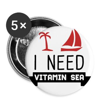 URLAUB - Buttons groß 56 mm (5er Pack) - Weiß - Vorne