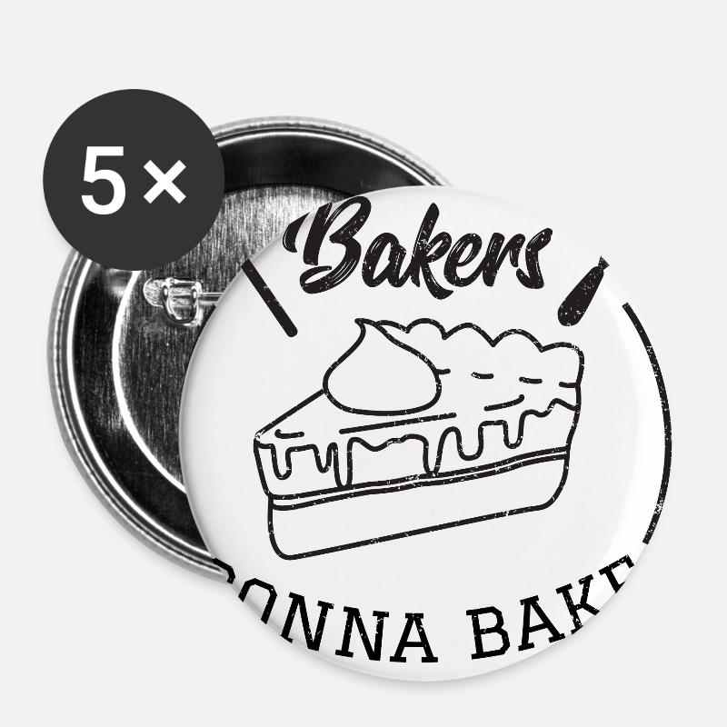 Baking baker baker cake pie gift idea - Buttons large 2.2''/56 mm (5-pack) - white