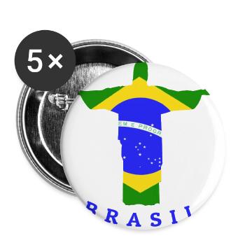Statue de drapeau du Brésil - Lot de 5 grands badges (56 mm) - blanc - Devant
