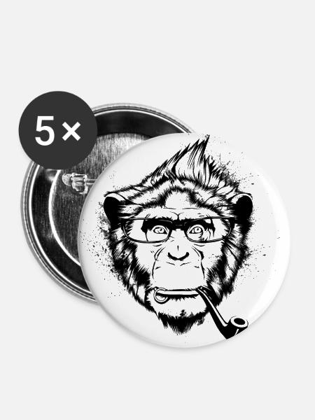 Ironic Chimp - Buttons large 2.2''/56 mm (5-pack) - white