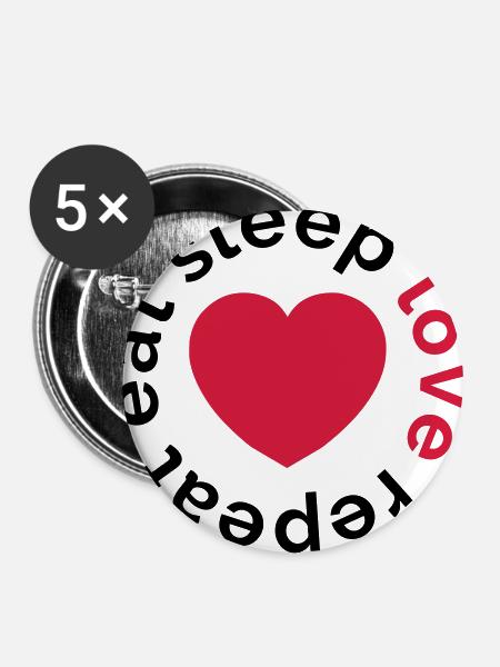 eat sleep love repeat - Buttons large 2.2''/56 mm (5-pack) - white