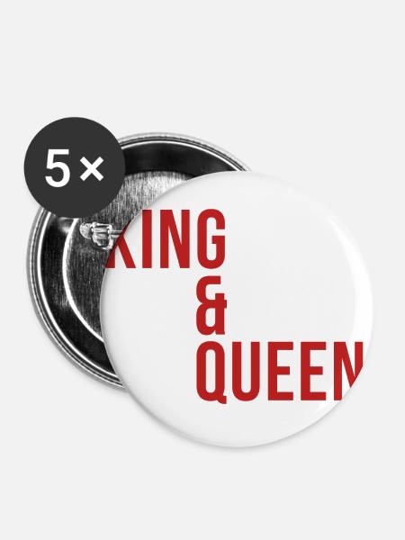 King & Queen - Buttons groß 56 mm (5er Pack) - Weiß