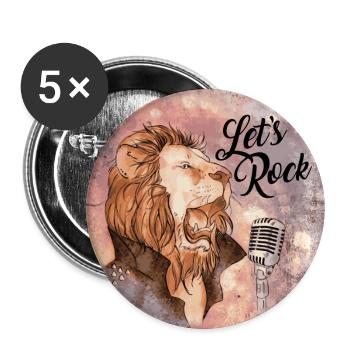 Lion au micro De Let’s Rock - Lot de 5 grands badges (56 mm) - blanc - Devant