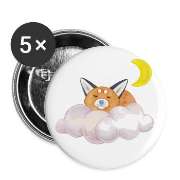 Schlafende Katze Wolke Mond Nacht Geschenk - Buttons groß 56 mm (5er Pack) - Weiß - Vorne