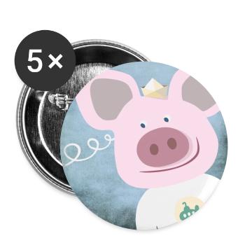 Poster Schwein Kinderzimmer Ahoi Moin - Buttons groß 56 mm (5er Pack) - Weiß - Vorne