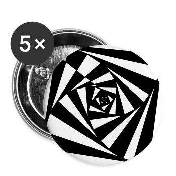 Spirale Tribe illusion psychédélique - Lot de 5 grands badges (56 mm) - blanc - Devant