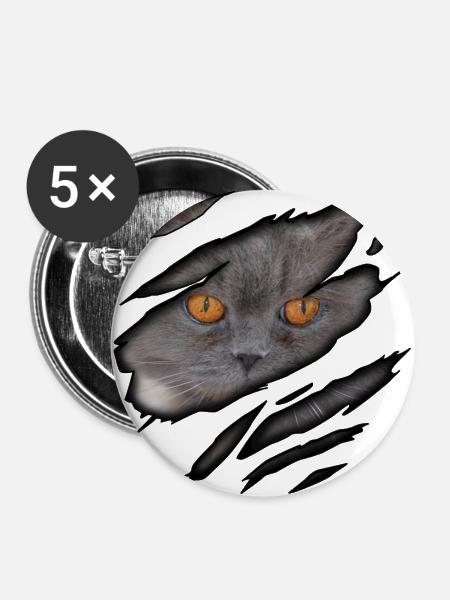 Britisch Langhaar in mir - Buttons groß 56 mm (5er Pack) - Weiß