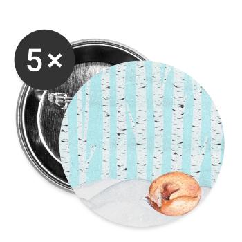 Schlafender Fuchs im Winterwald - Buttons groß 56 mm (5er Pack) - Weiß - Vorne