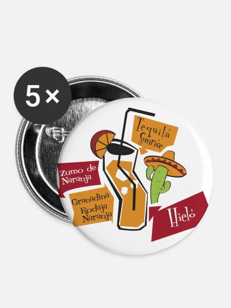Tequila - Buttons groß 56 mm (5er Pack) - Weiß