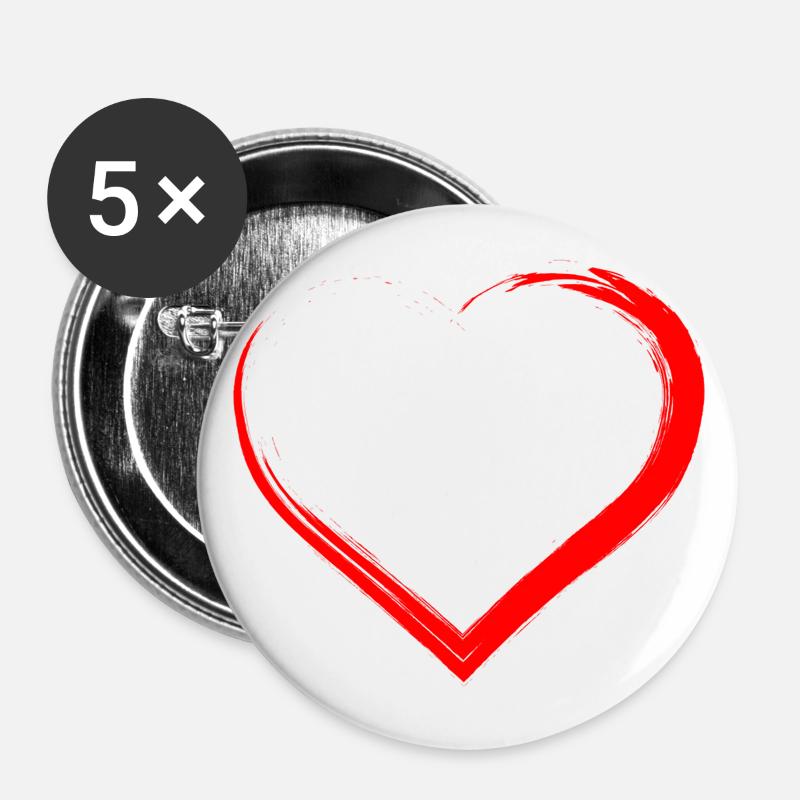 heart - Buttons large 2.2''/56 mm (5-pack) - white