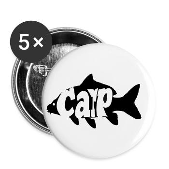 Karpfen Fisch - Buttons groß 56 mm (5er Pack) - Weiß - Vorne