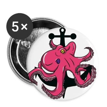 Octopus - octopus - anchor - Buttons large 2.2''/56 mm (5-pack) - white - Front