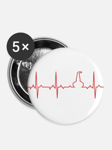 EKG-Whisky-Topf noch - Buttons groß 56 mm (5er Pack) - Weiß