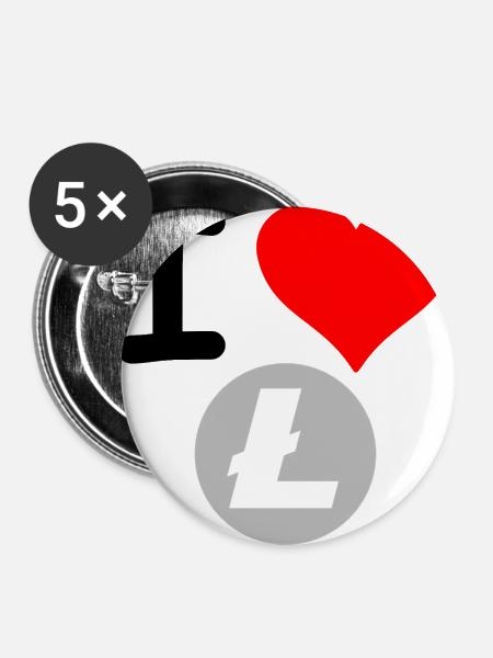 Crypto Love Lite Coin. - Buttons groß 56 mm (5er Pack) - Weiß