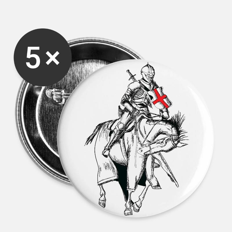 Knight - Crusader - Knight shield - Sword - Buttons large 2.2''/56 mm (5-pack) - white
