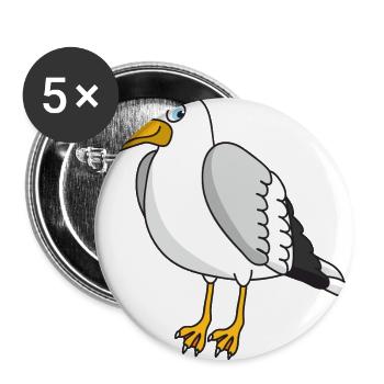 Möwe - Buttons groß 56 mm (5er Pack) - Weiß - Vorne