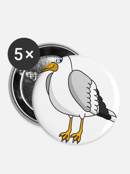 Möwe - Buttons groß 56 mm (5er Pack) - Weiß