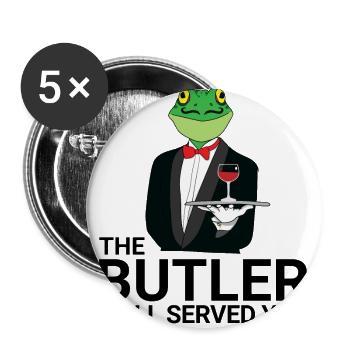 Frog - Butler - Servant - Gift - Buttons large 2.2''/56 mm (5-pack) - white - Front