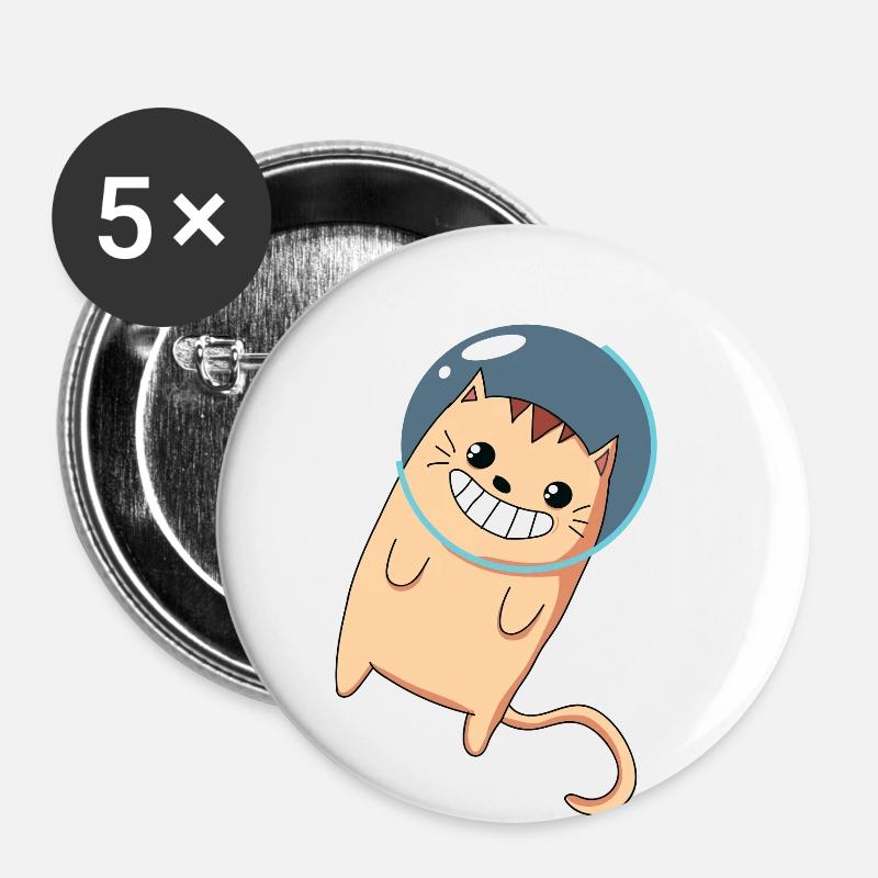 Cat - Outer Space - Kitten - Outer Space - Buttons large 2.2''/56 mm (5-pack) - white