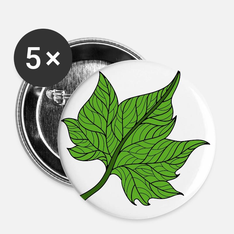 green leaf - Buttons large 2.2''/56 mm (5-pack) - white