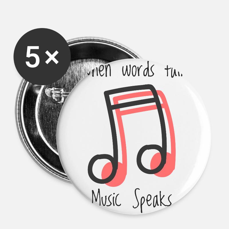 Music - Buttons large 2.2''/56 mm (5-pack) - white