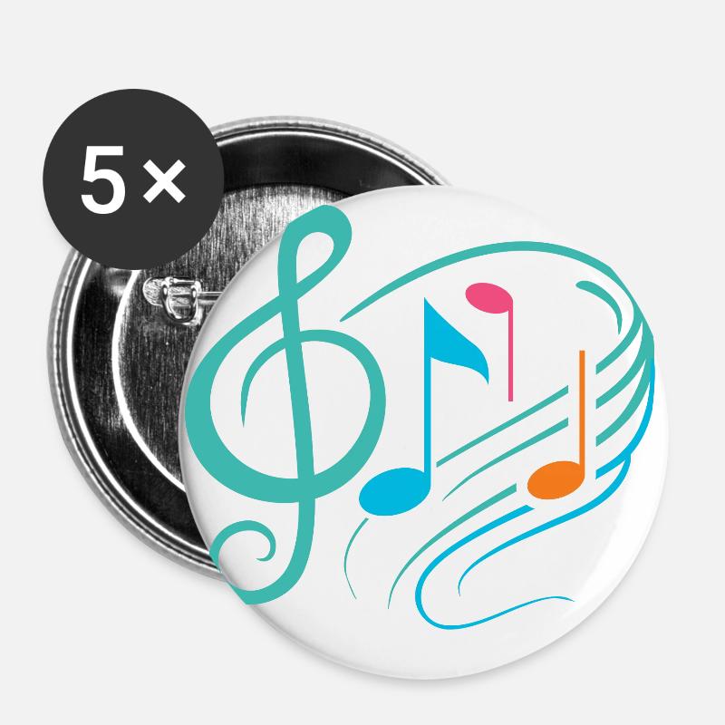 Music - Buttons large 2.2''/56 mm (5-pack) - white